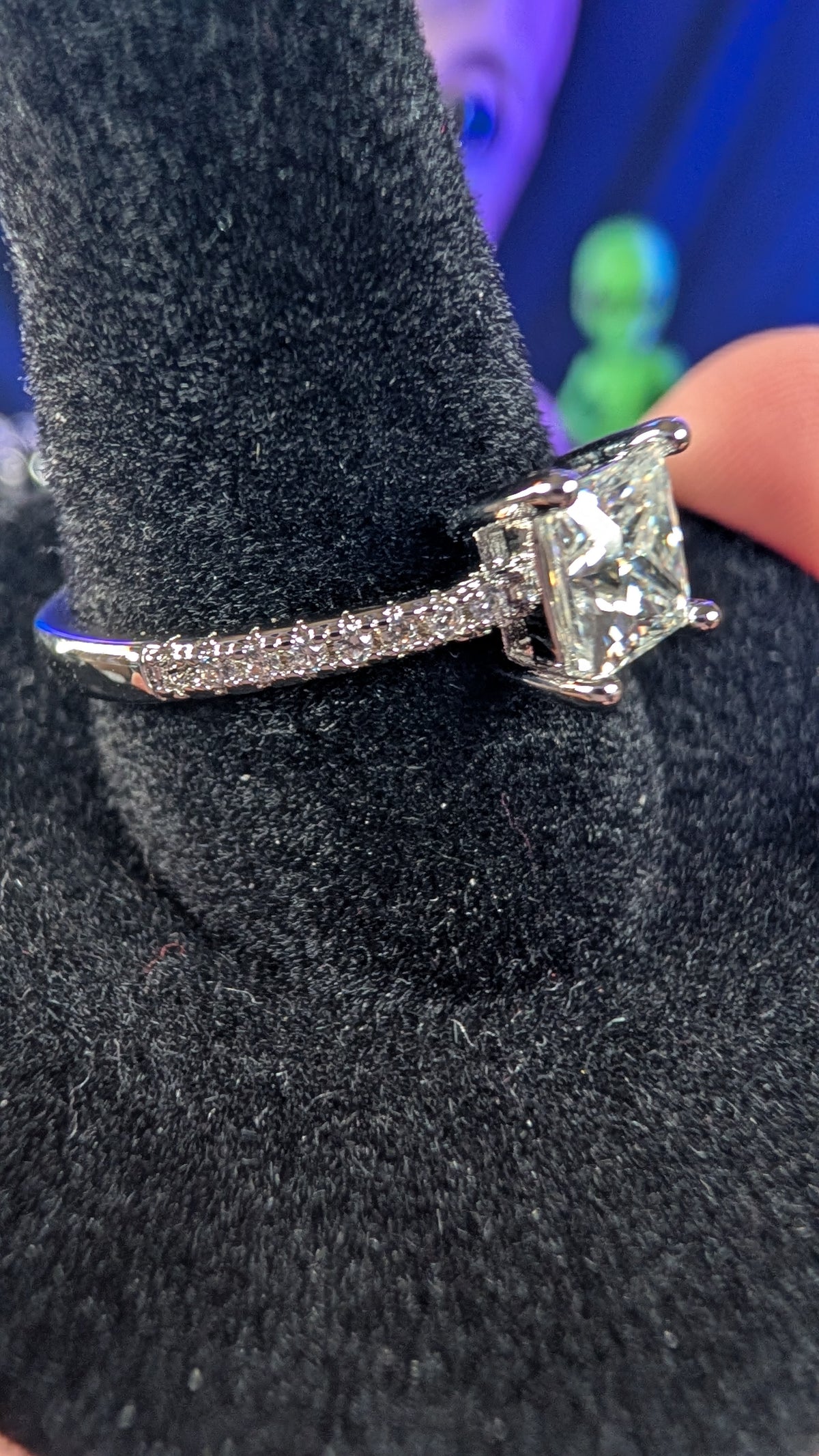Plated 1CT Princess Cut Moissanite Ring