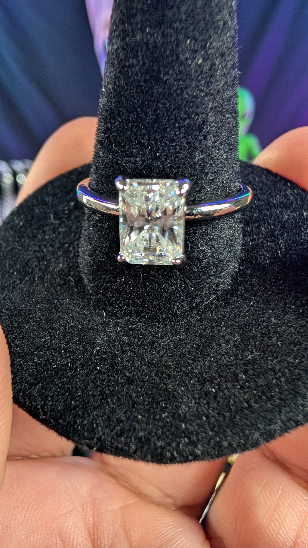 Plated Princess Cut Moissanite Solitaire Ring