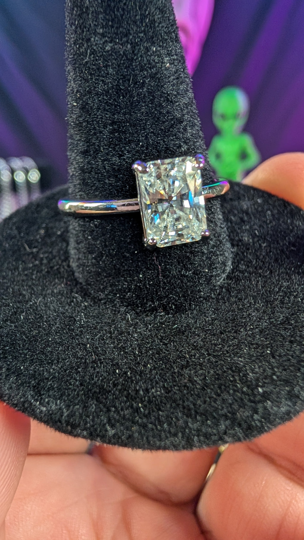 Plated Princess Cut Moissanite Solitaire Ring
