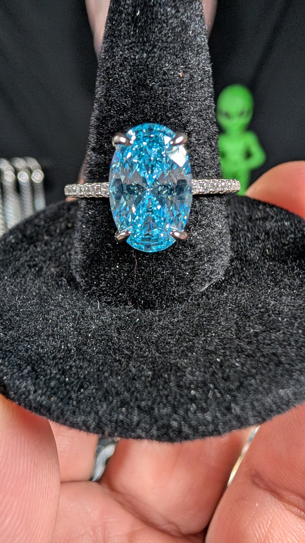 Lab Grown 4.5CT Aquamarine Oval Ring S925 Sterling Silver