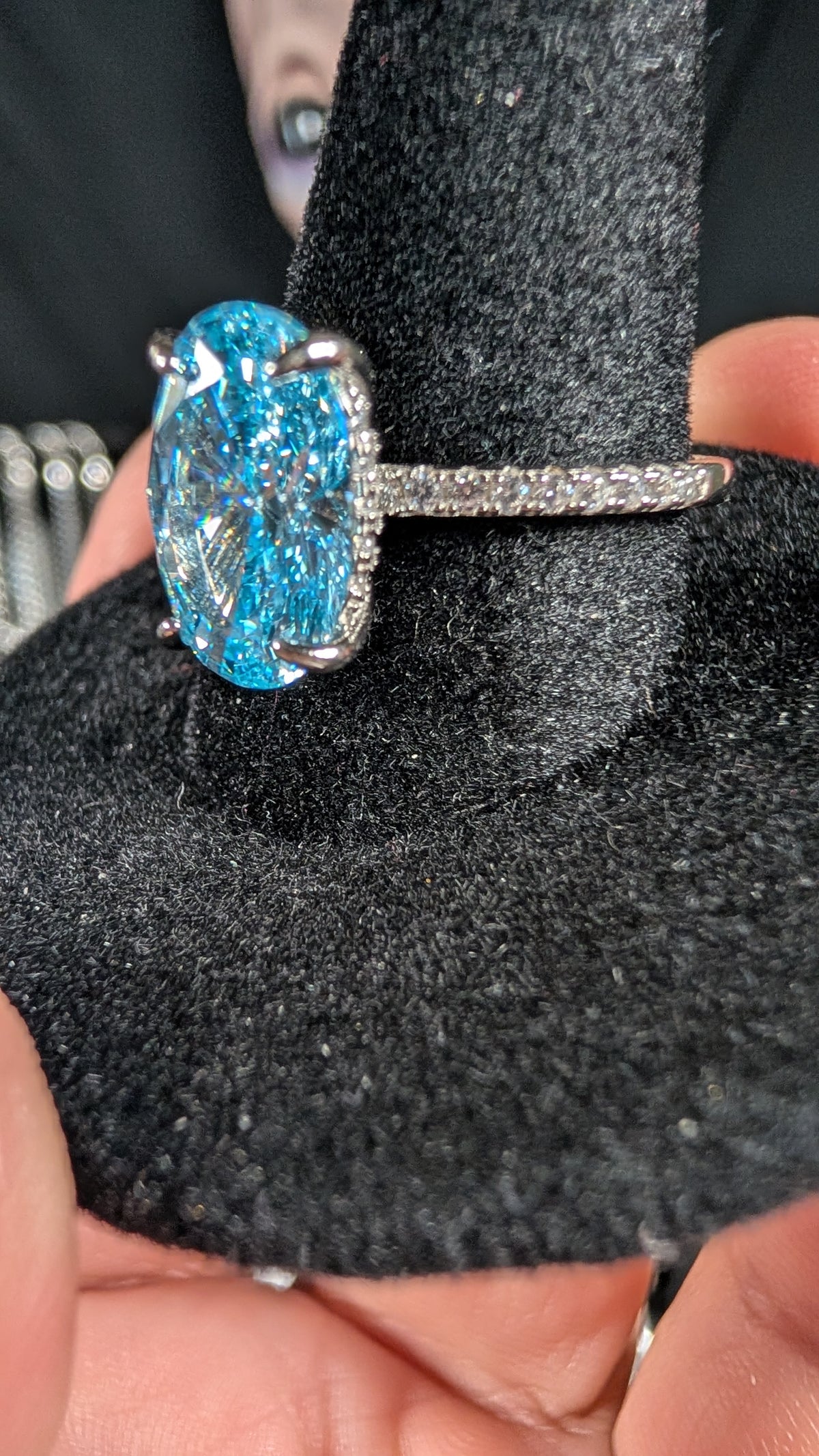 Lab Grown 4.5CT Aquamarine Oval Ring S925 Sterling Silver