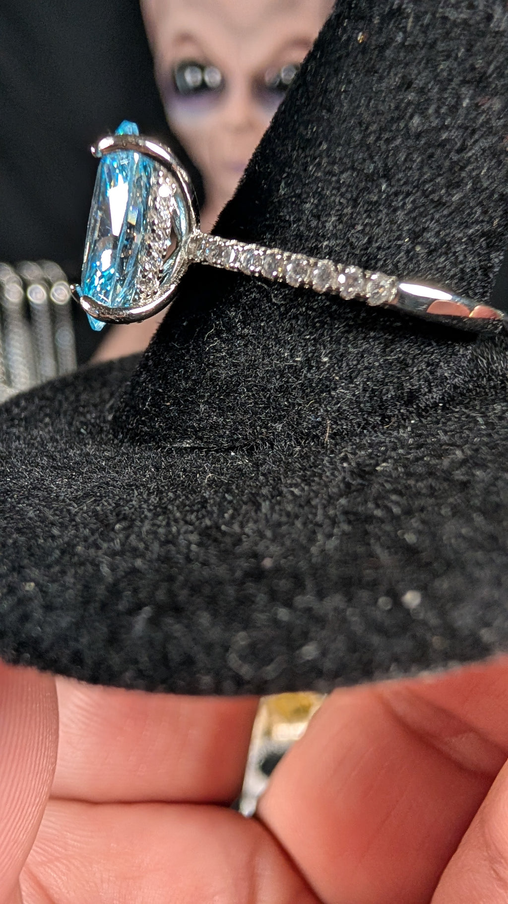 Lab Grown 4.5CT Aquamarine Oval Ring S925 Sterling Silver