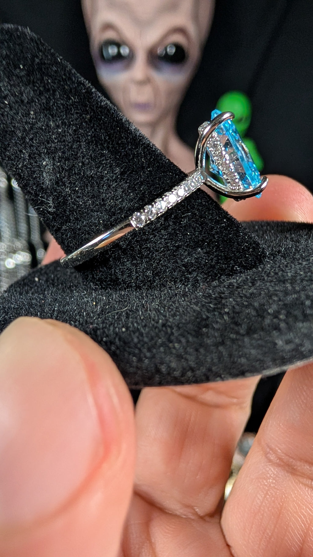 Lab Grown 4.5CT Aquamarine Oval Ring S925 Sterling Silver