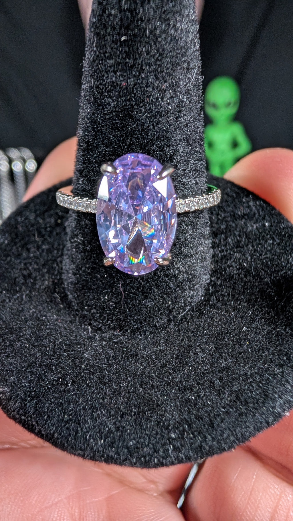 Lab Gem 4.5CT Amethyst Oval Ring S925 Sterling Silver
