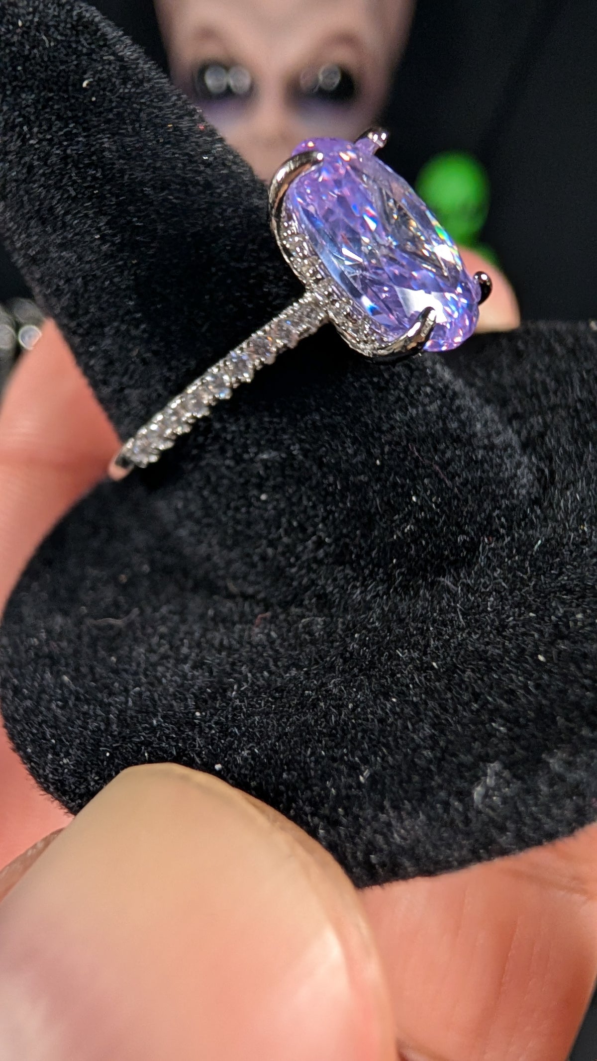 Lab Gem 4.5CT Amethyst Oval Ring S925 Sterling Silver