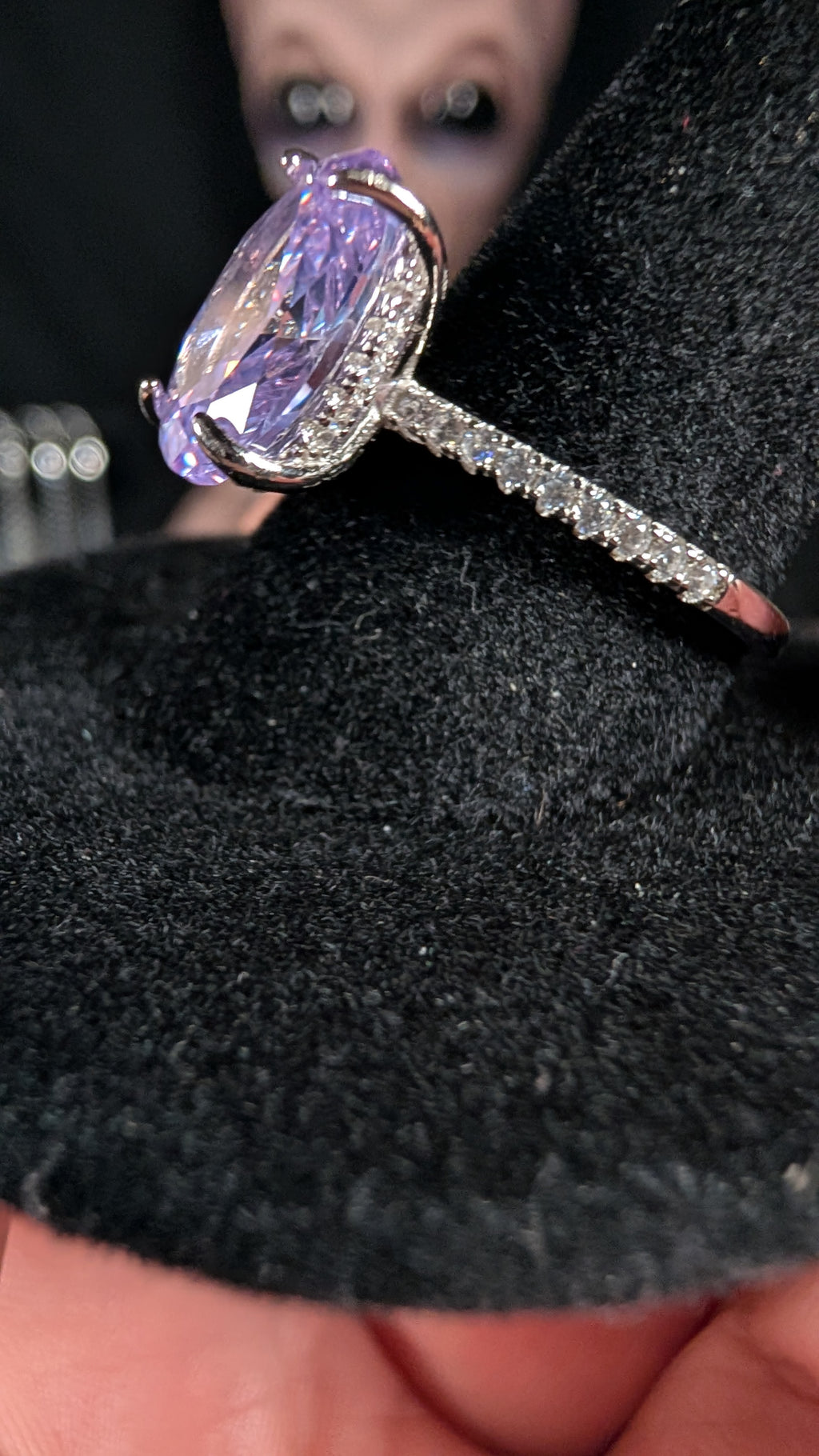 Lab Gem 4.5CT Amethyst Oval Ring S925 Sterling Silver