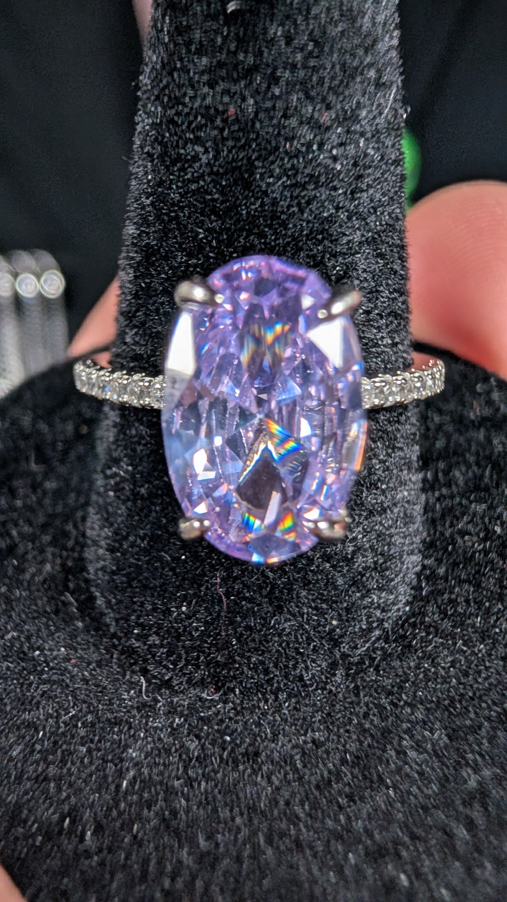 Lab Gem 4.5CT Amethyst Oval Ring S925 Sterling Silver