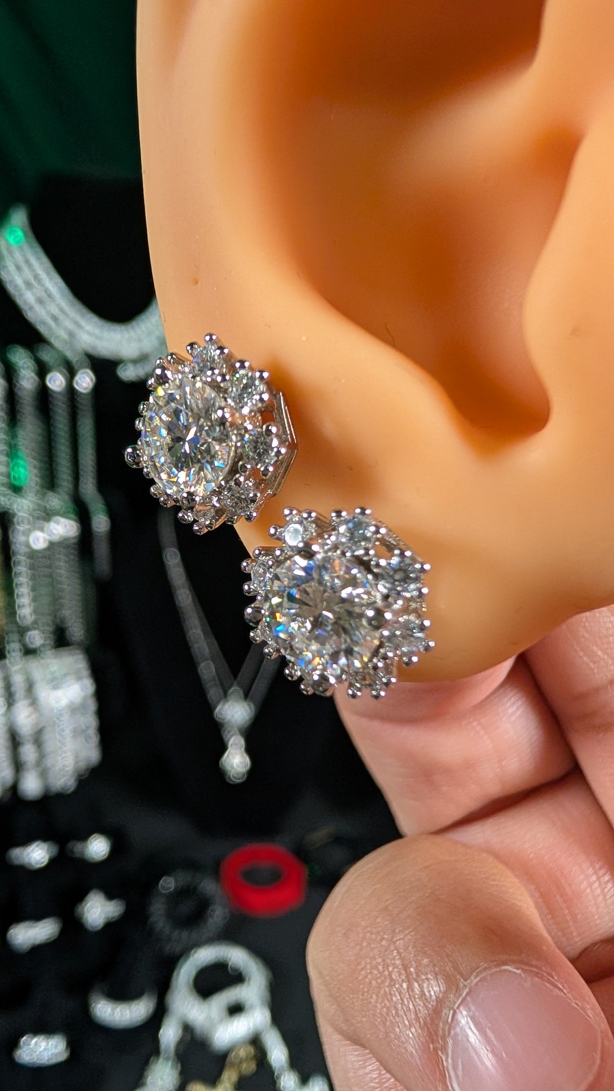 Galactic Ice 1ct Moissanite Earrings D Color S925