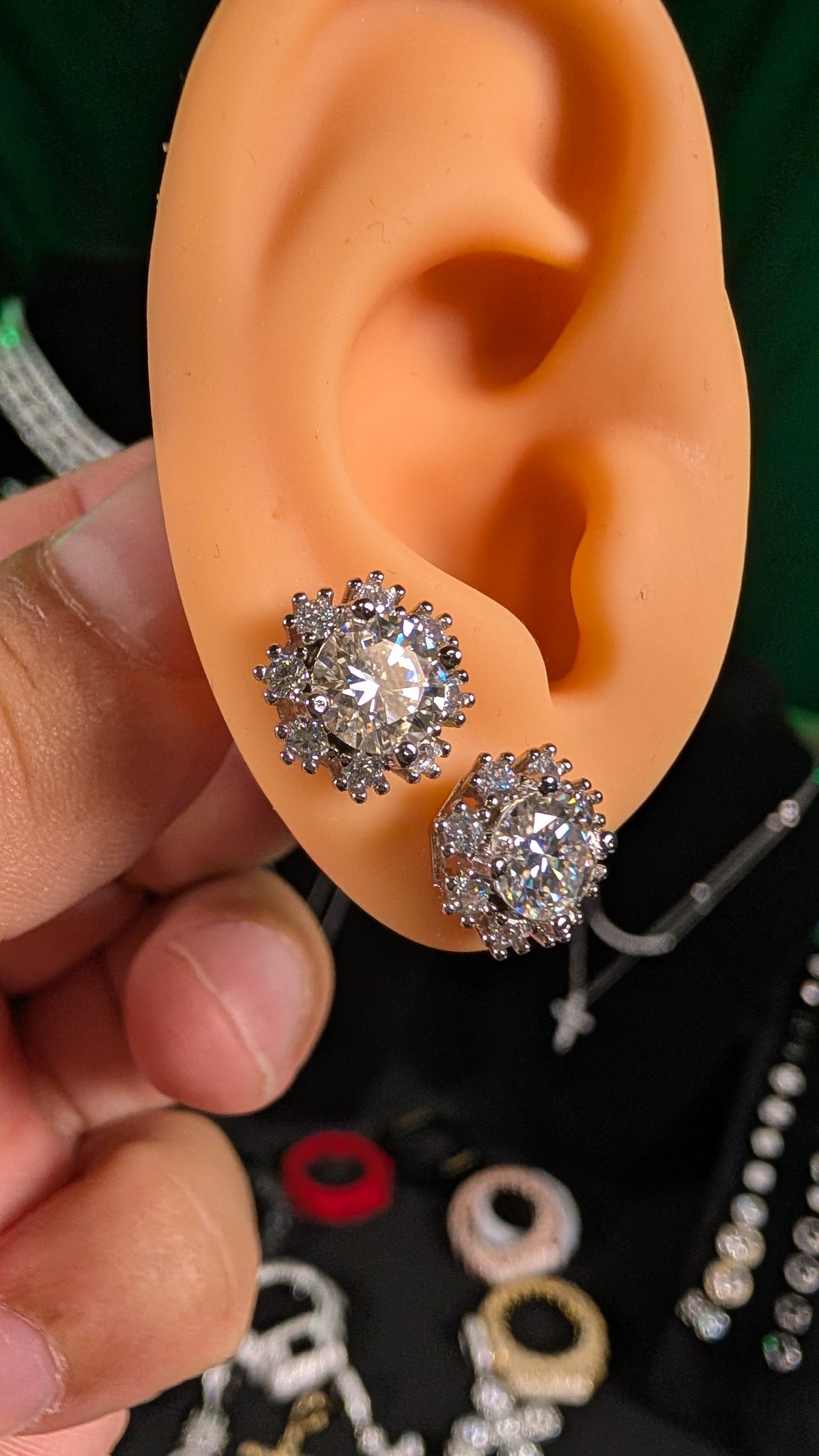 Galactic Ice 1ct Moissanite Earrings D Color S925