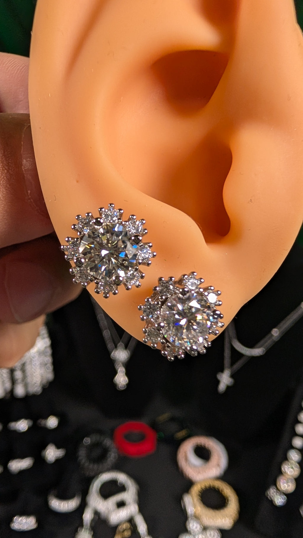 Galactic Ice 1ct Moissanite Earrings D Color S925