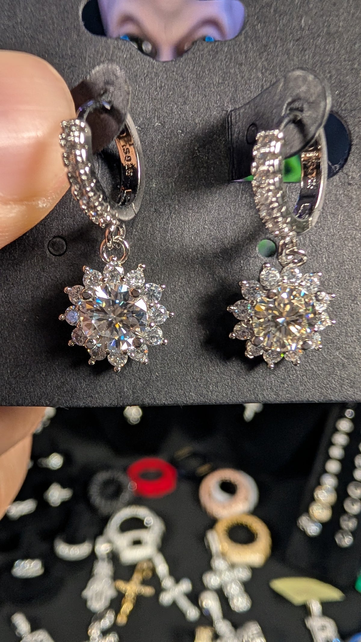 Galactic Ice Moissanite 1ct Round Cut Earrings