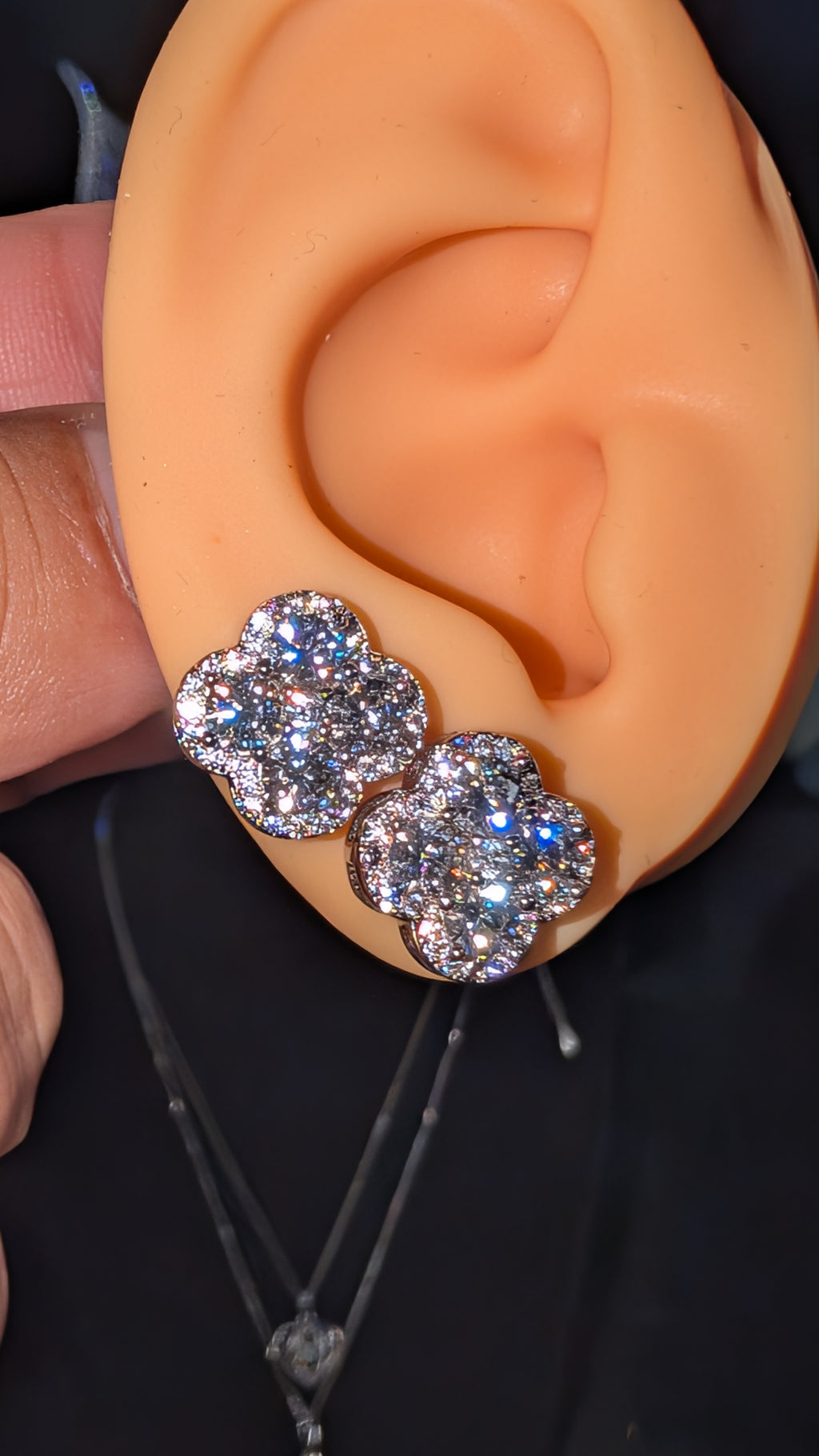 Galactic Ice 1CT Moissanite Cosmic Clover S925 Sterling Silver Stud