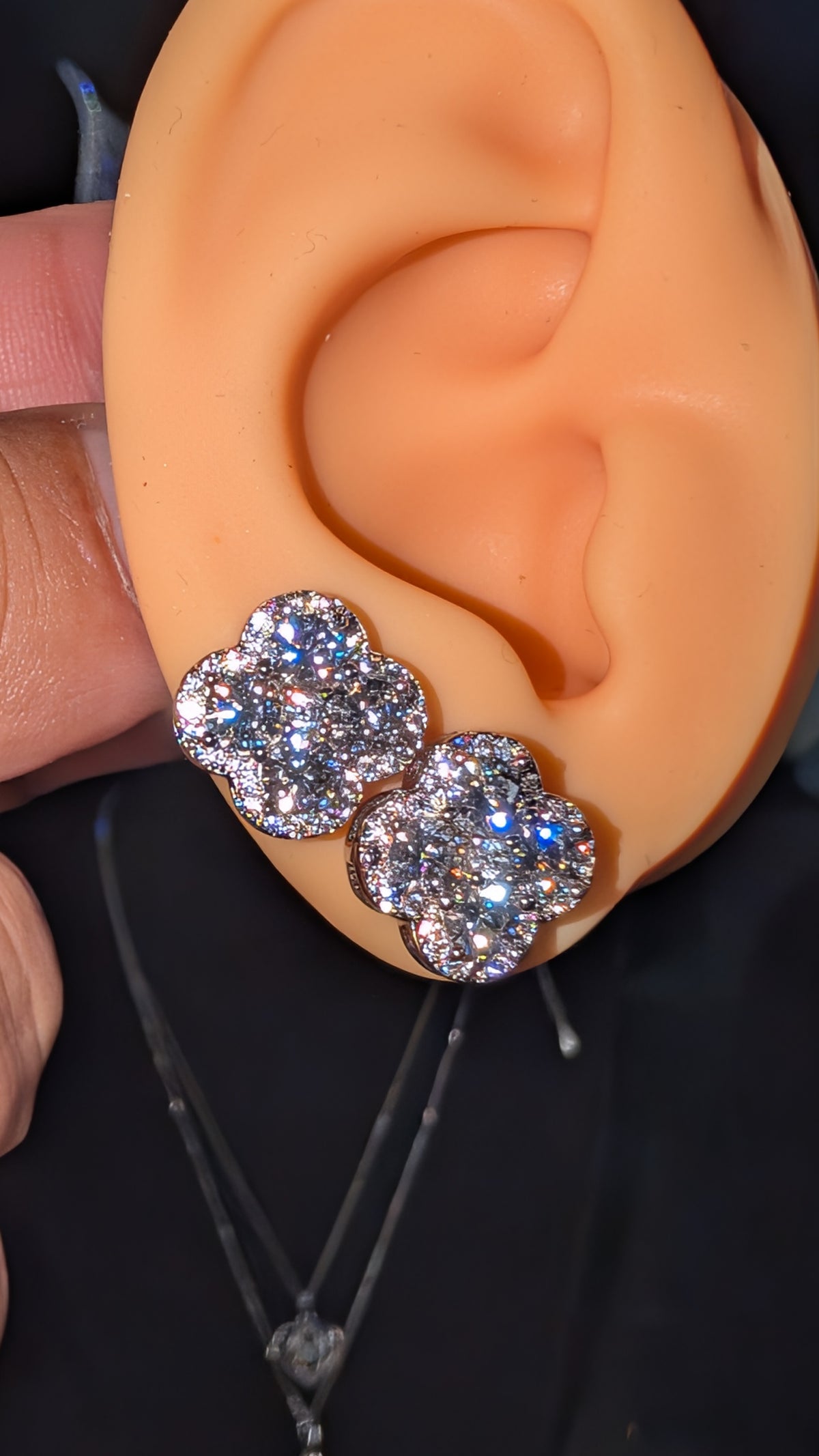Galactic Ice 1CT Moissanite Cosmic Clover S925 Sterling Silver Stud