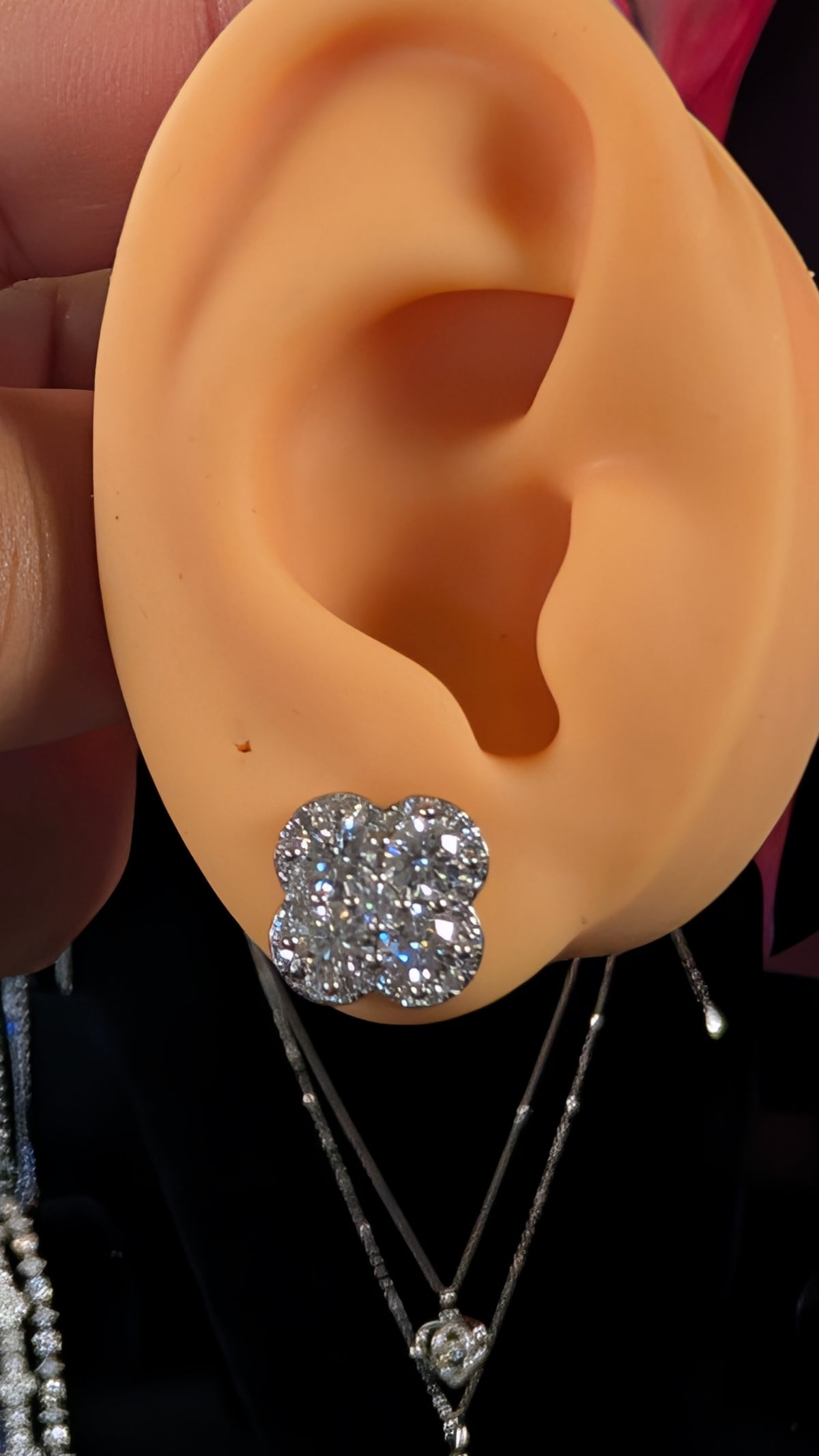 Galactic Ice 1CT Moissanite Cosmic Clover S925 Sterling Silver Stud