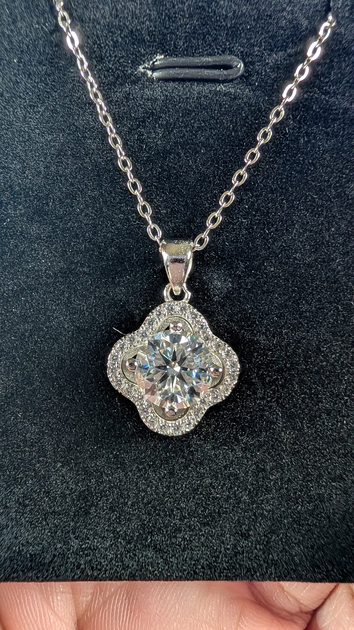 Galactic Ice 2CT Moissanite Nova Clover Pendant