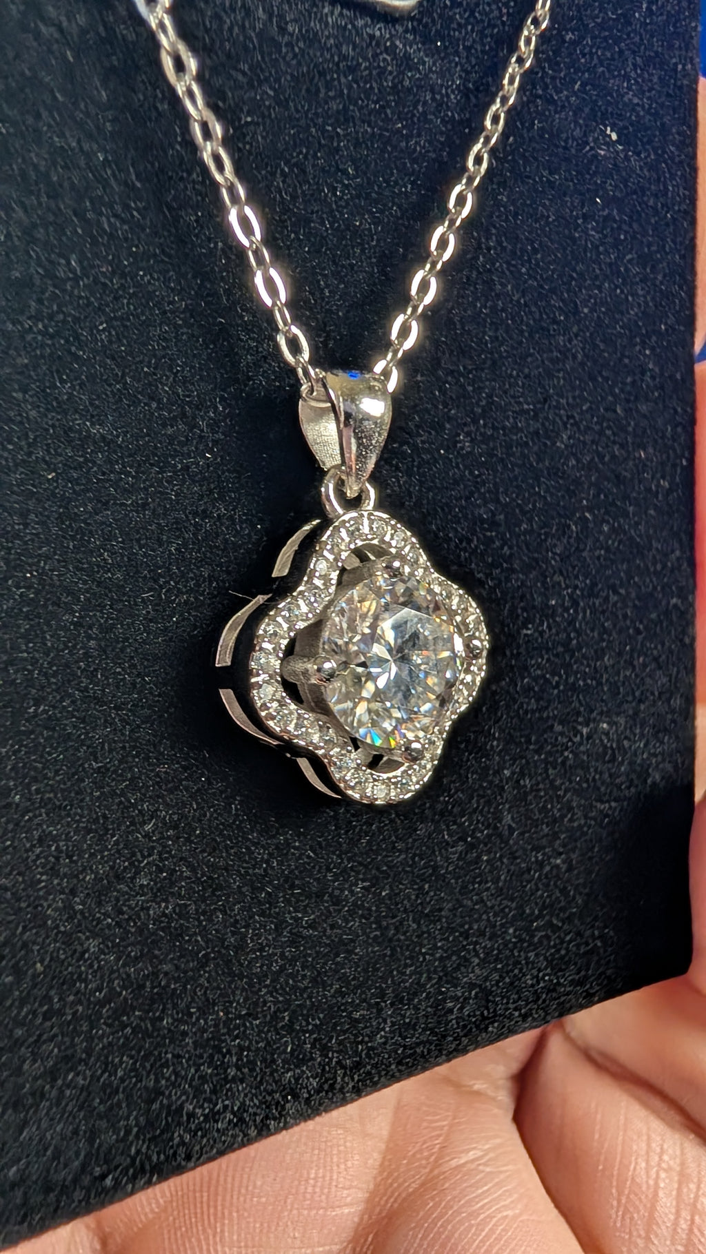 Galactic Ice 2CT Moissanite Nova Clover Pendant