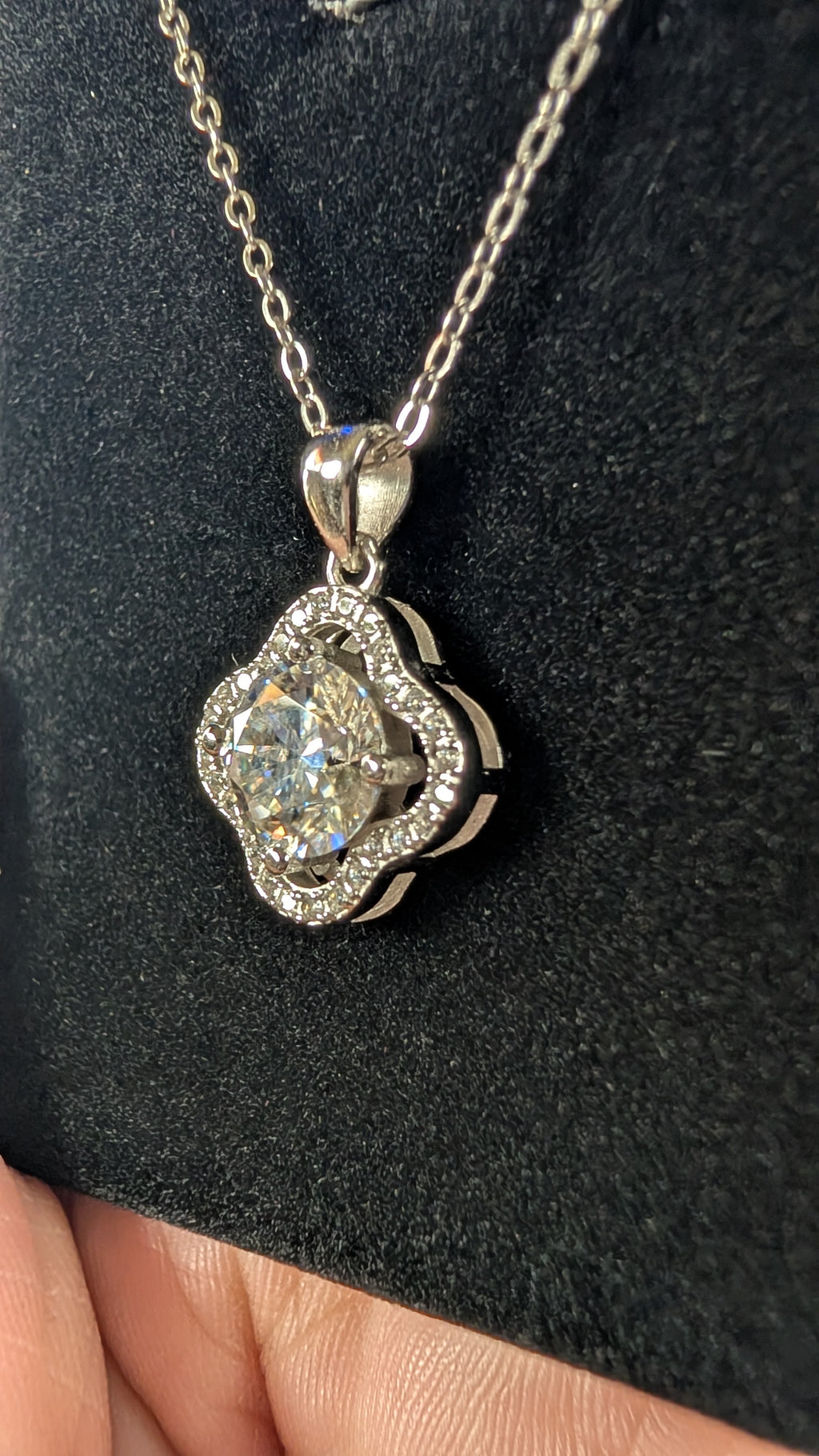Galactic Ice 2CT Moissanite Nova Clover Pendant