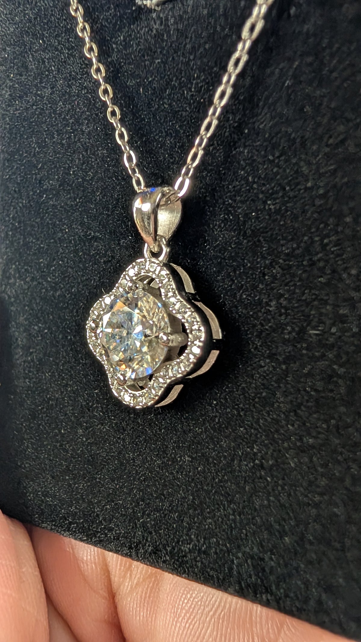 Galactic Ice 2CT Moissanite Nova Clover Pendant