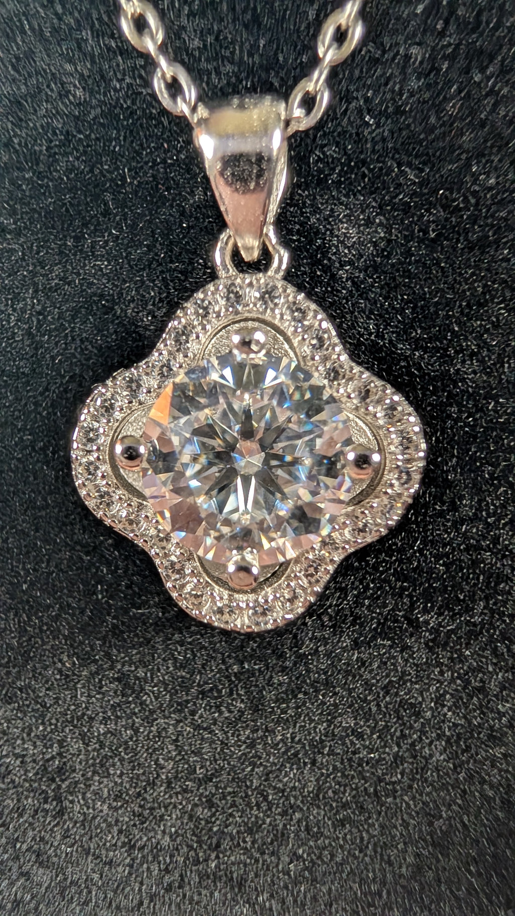 Galactic Ice 2CT Moissanite Nova Clover Pendant