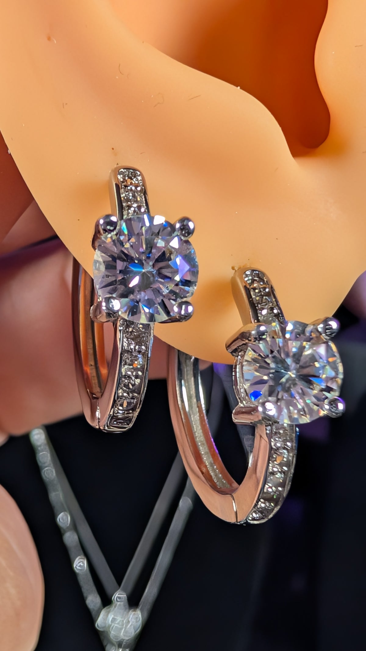 Galactic Ice 1CT Moissanite Supernova Orbit Hoops S925 Sterling Silver Snap Back