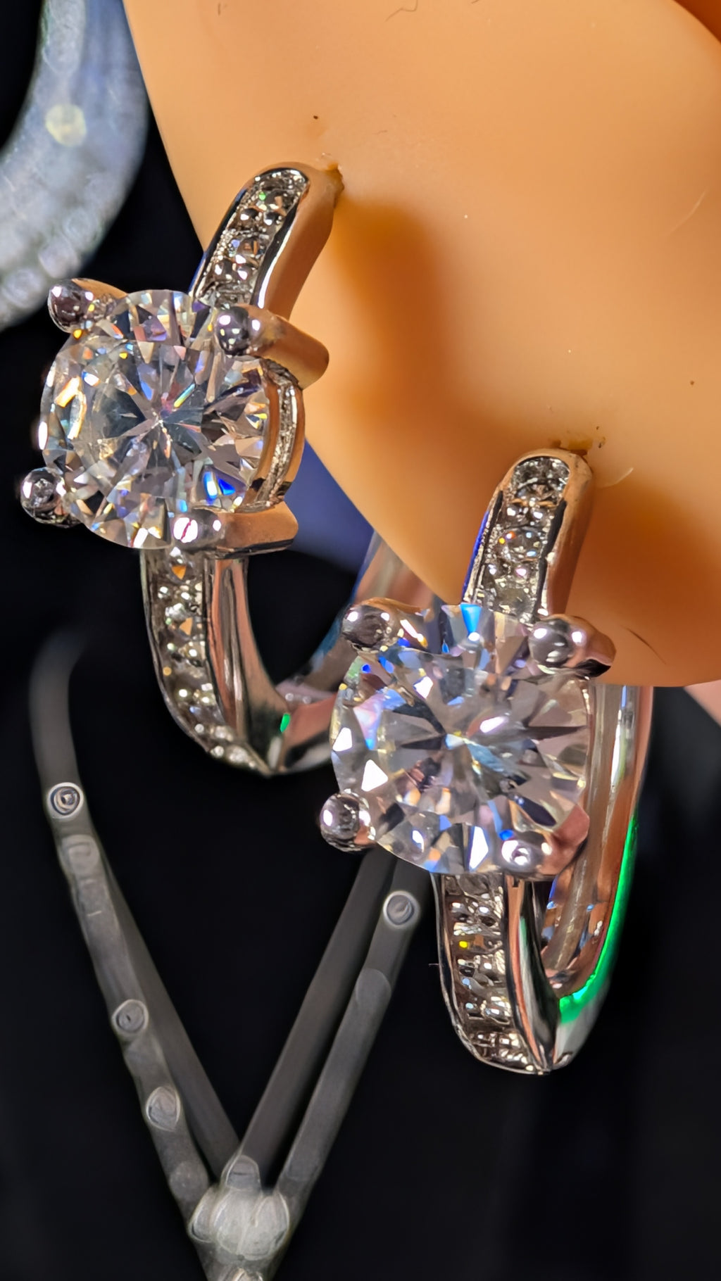 Galactic Ice 1CT Moissanite Supernova Orbit Hoops S925 Sterling Silver Snap Back