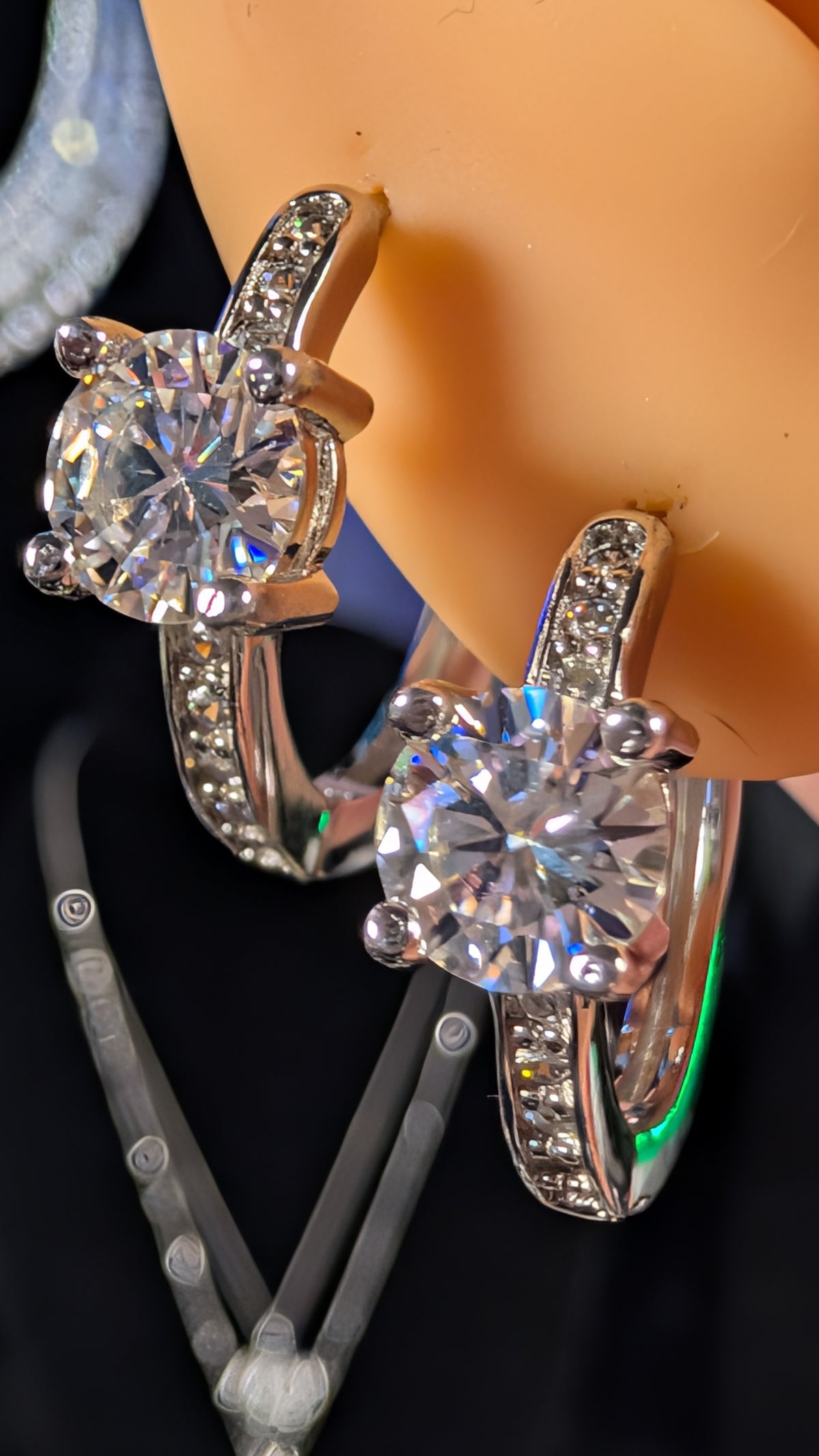 Galactic Ice 1CT Moissanite Supernova Orbit Hoops S925 Sterling Silver Snap Back