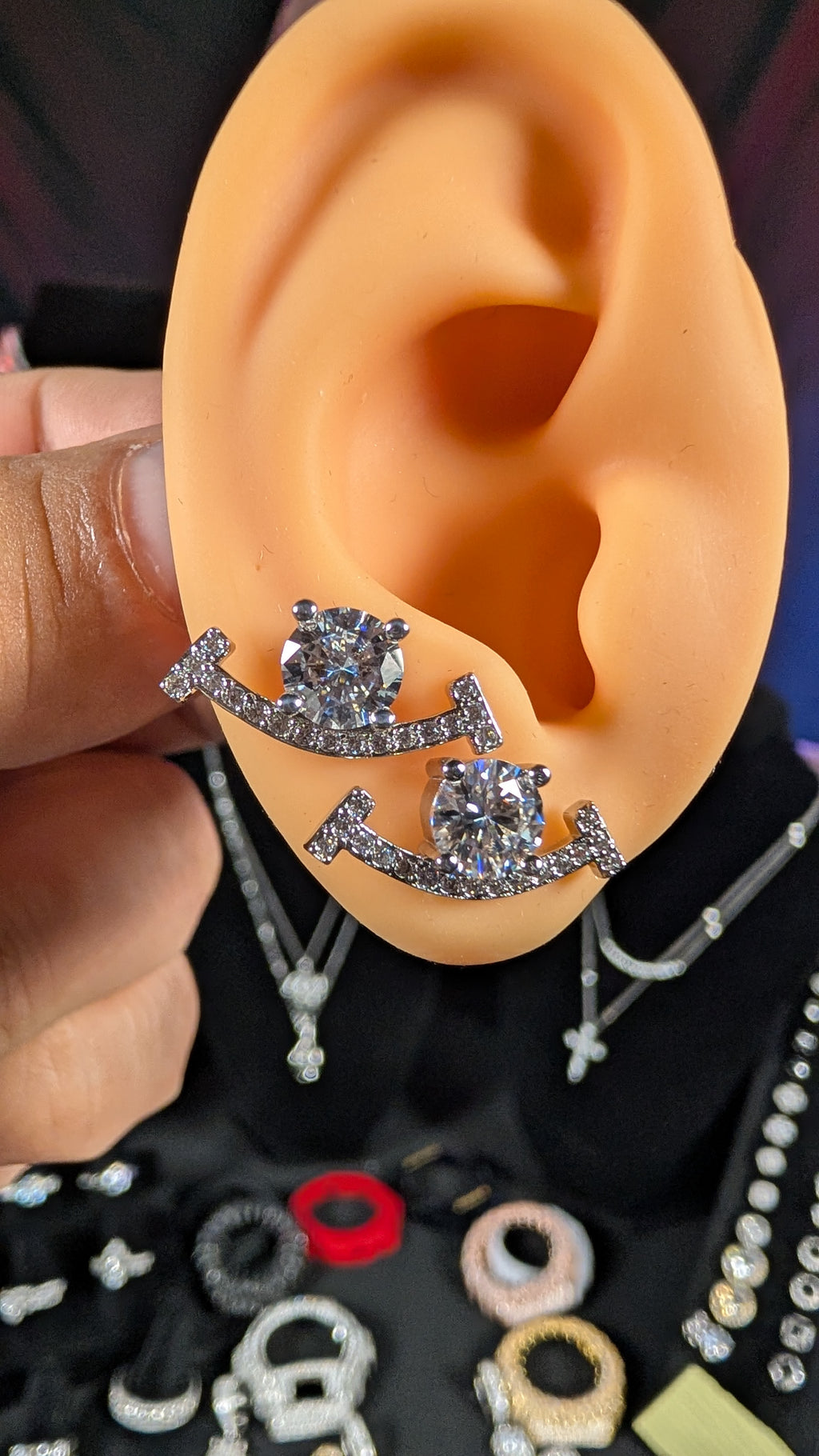 Glactic Ice 1CT Moissanite Cosmic Horizon Earrings S925 Sterling Silver