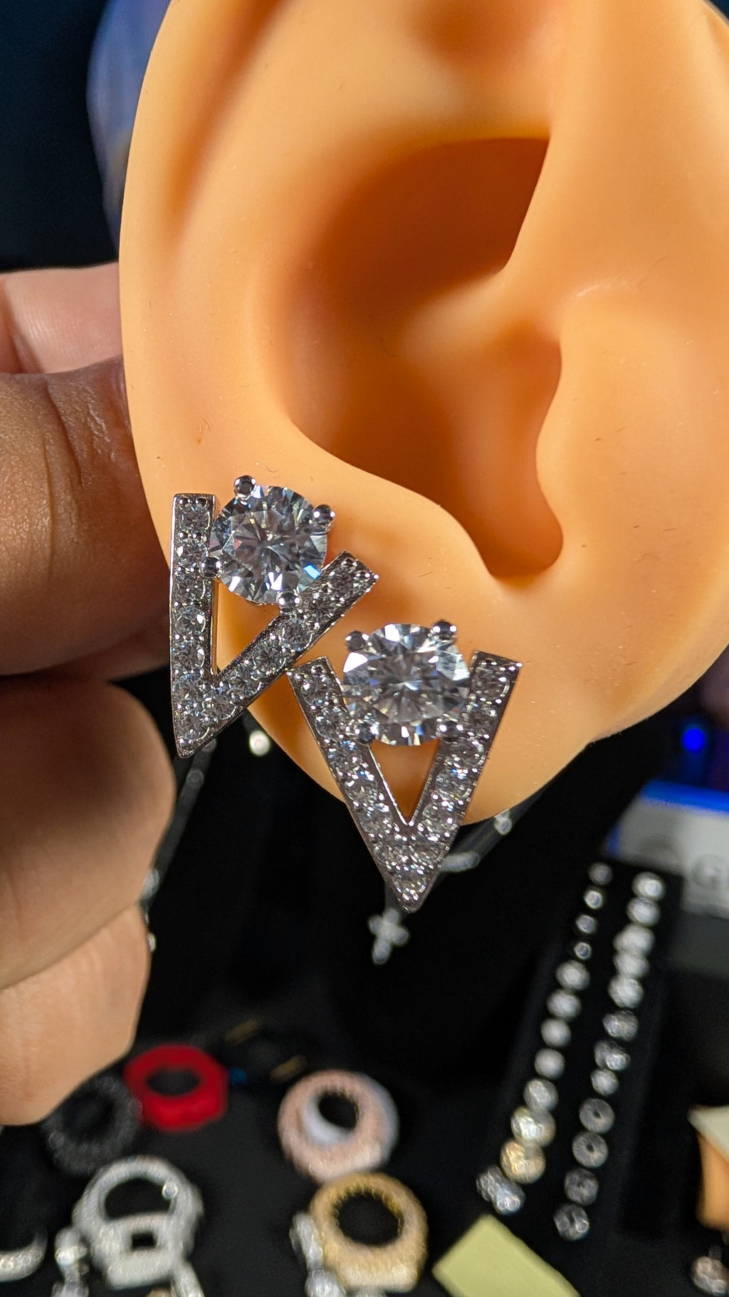 Galactic Ice 1CT Stellar V Moissanite Earrings S925 Sterling Silver