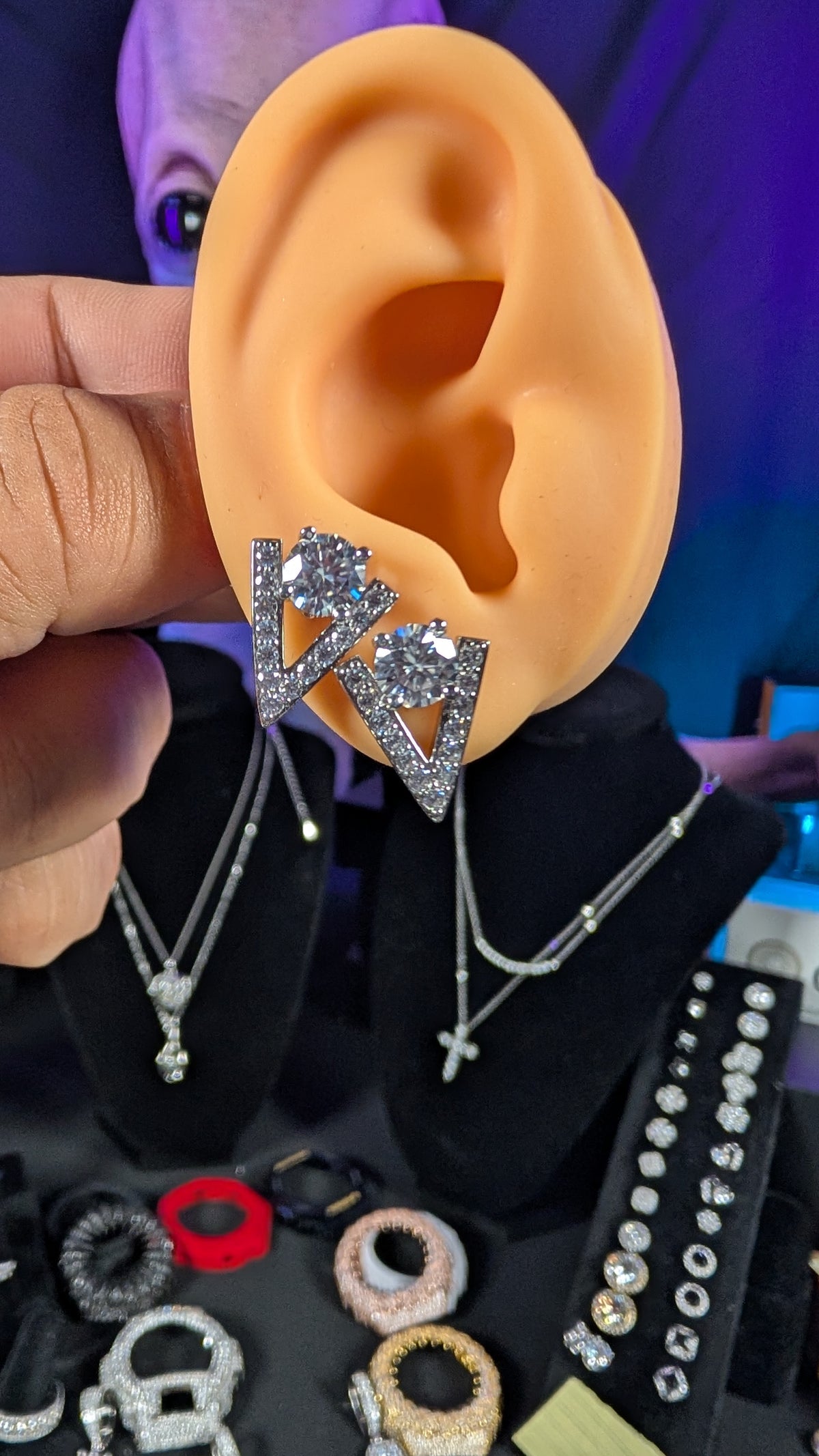 Galactic Ice 1CT Stellar V Moissanite Earrings S925 Sterling Silver