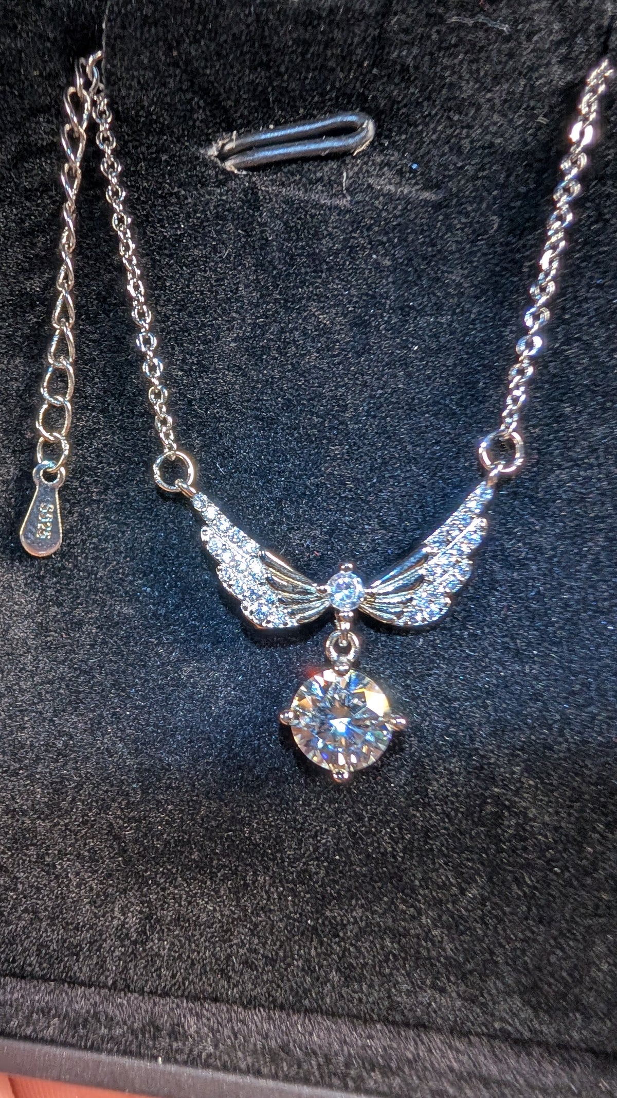 Galactic Ice 1CT Moissanite Celestial Wings Pendant S925 Sterling Silver