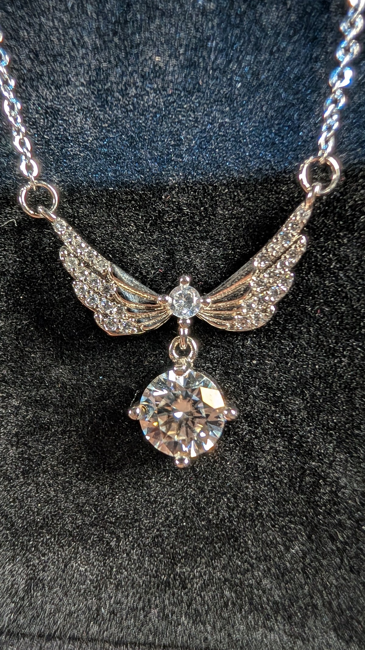 Galactic Ice 1CT Moissanite Celestial Wings Pendant S925 Sterling Silver