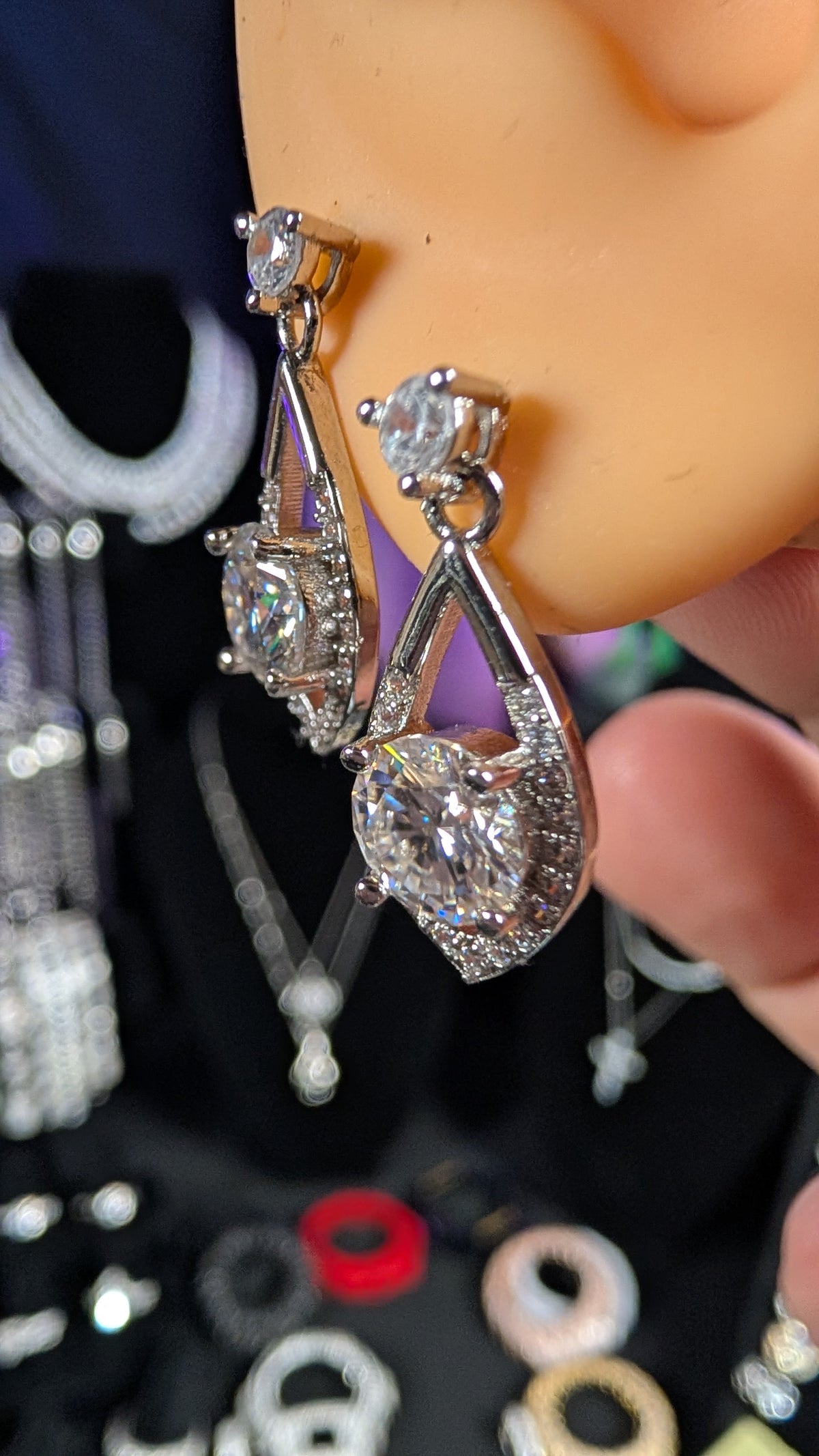 Galactic Ice 1CT Starlight Eclipse Moissanite Drop Earrings S925 Sterling Silver