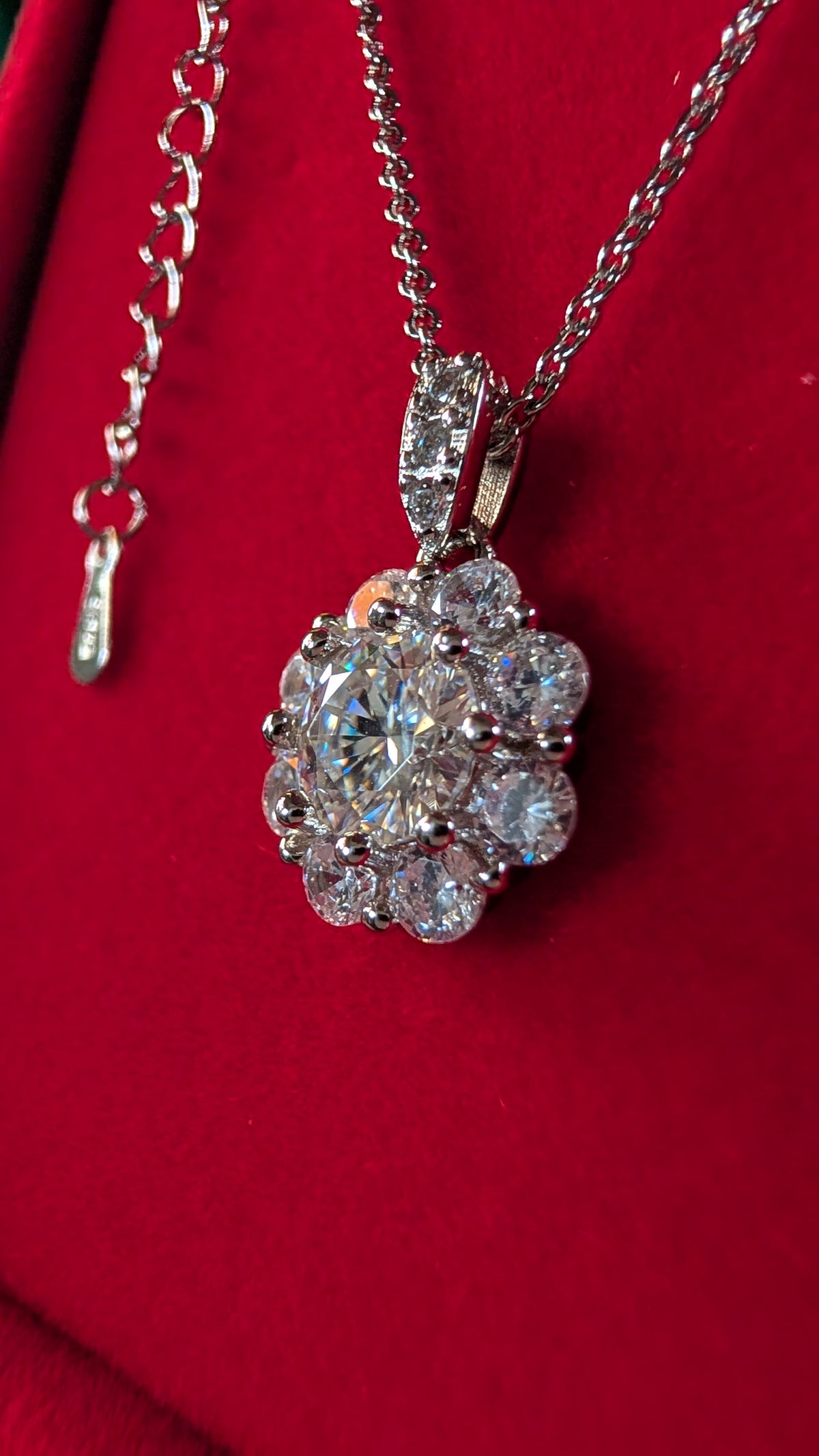 Galactic Ice 1CT Supernova Halo Moissanite Pendant S925 Sterling Silver