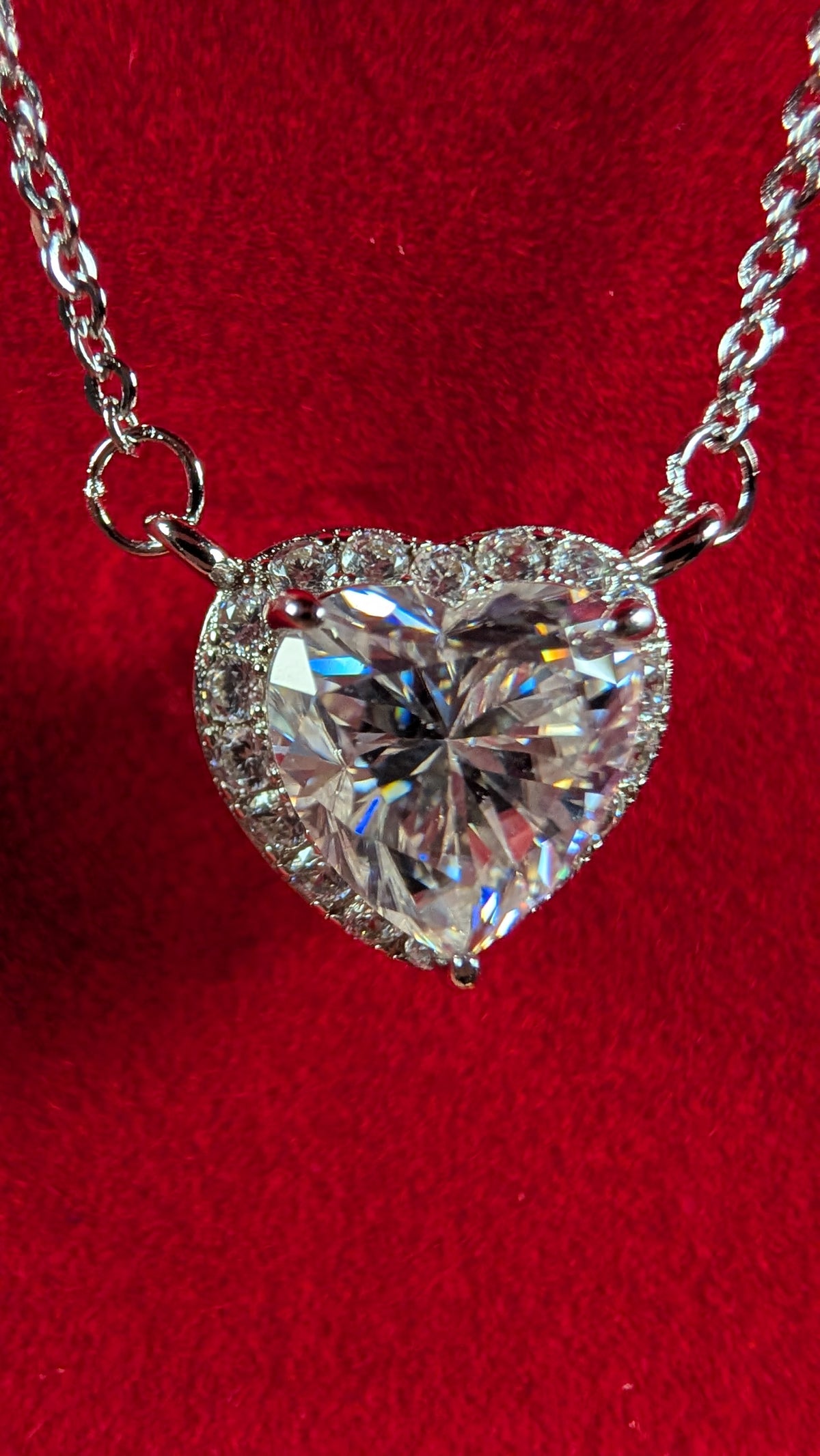 Galactic Ice 1CT Cosmic Heart Halo Moissanite Pendant