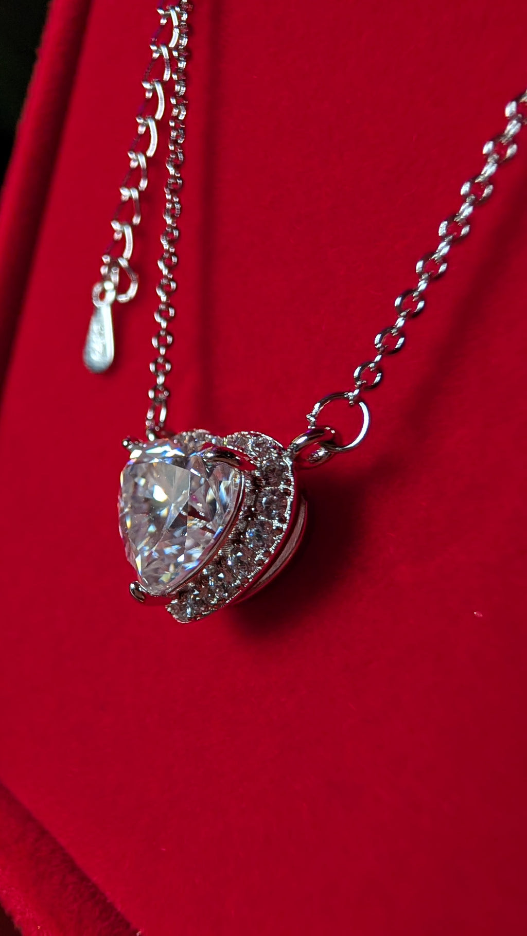 Galactic Ice 1CT Cosmic Heart Halo Moissanite Pendant