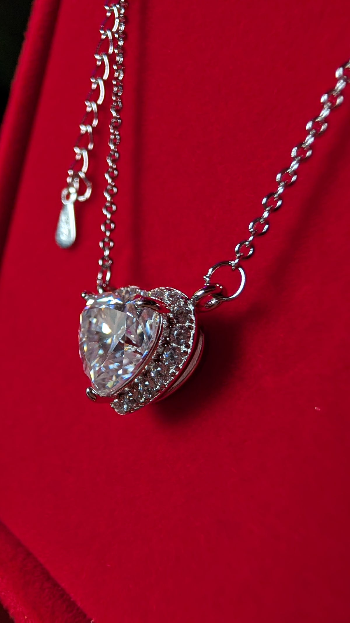 Galactic Ice 1CT Cosmic Heart Halo Moissanite Pendant