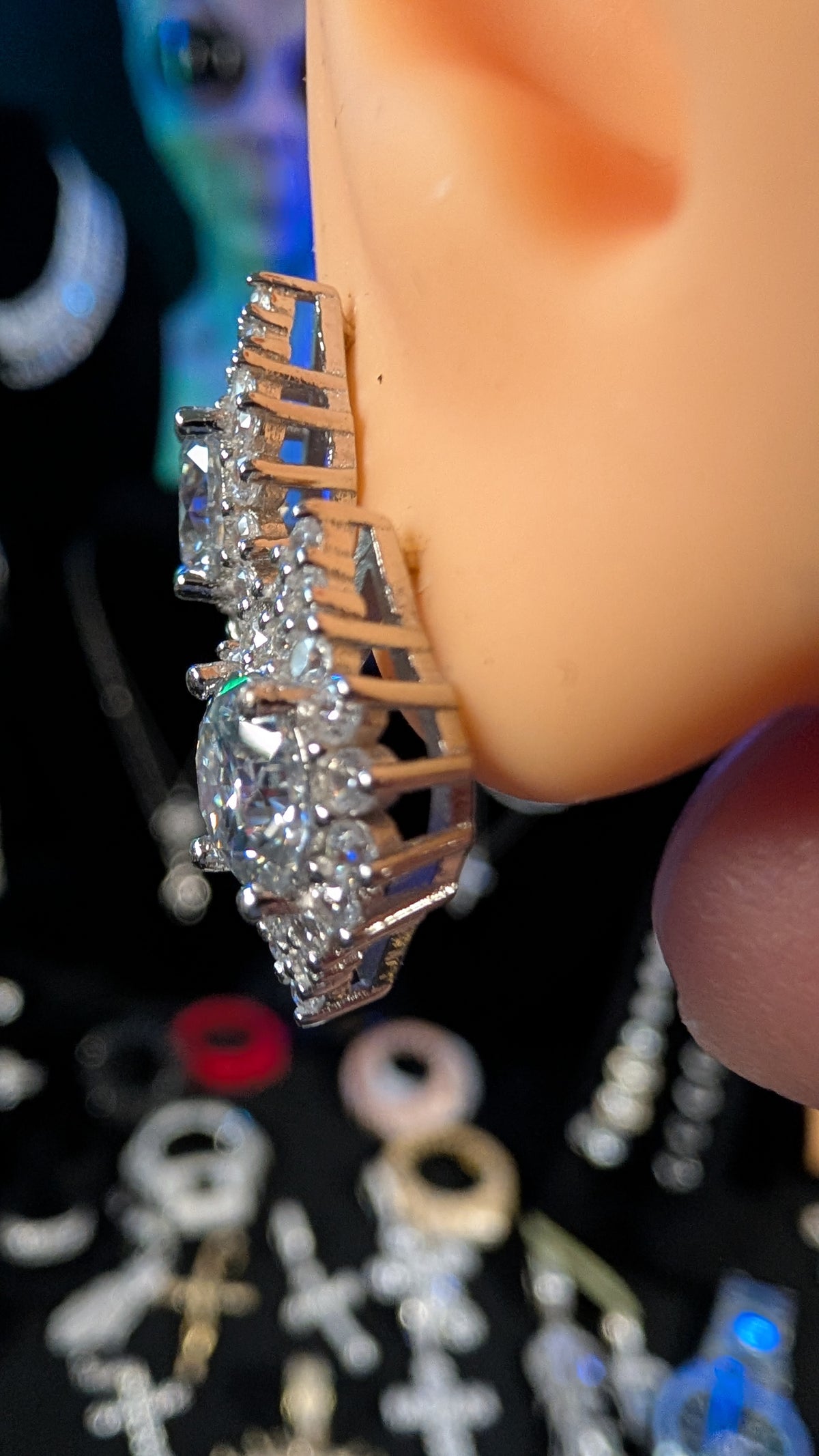 Galactic Ice 1CT Andromada Crown Moissanite Starbusrt Earrings S925 Sterling Silver