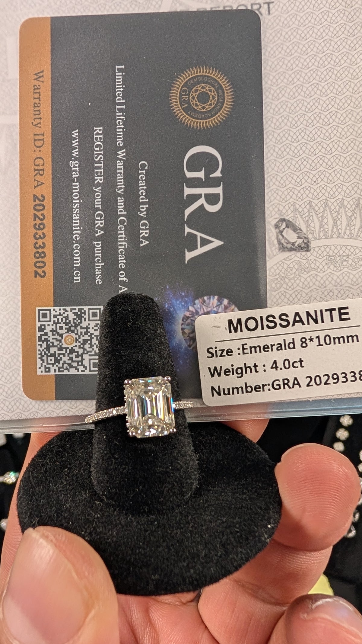 Galactic Ice 4CT Andromeda Emerald Cut Moissanite S925 Sterling Silver