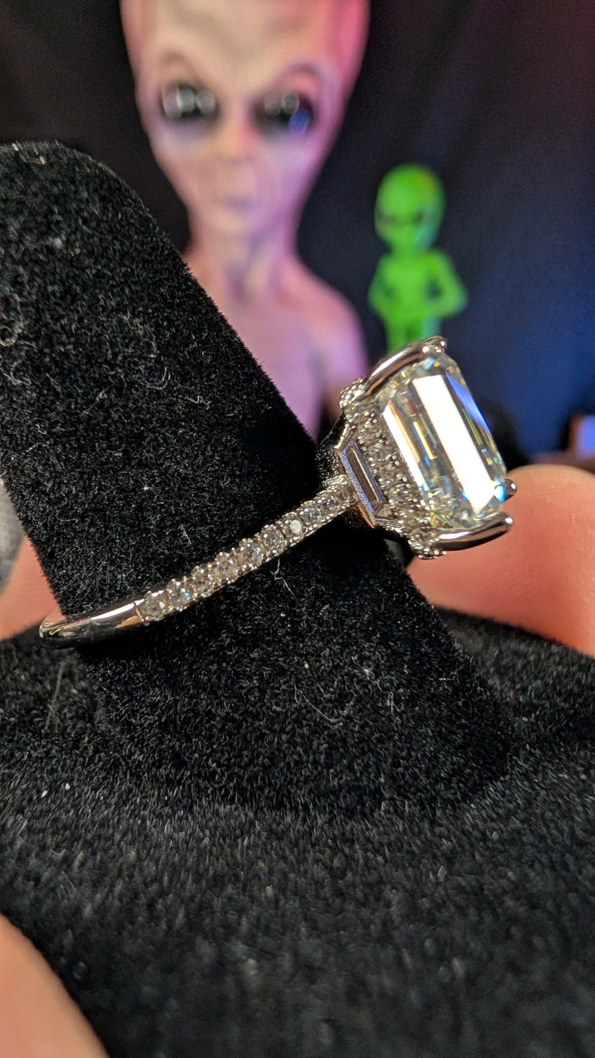 Galactic Ice 4CT Andromeda Emerald Cut Moissanite S925 Sterling Silver