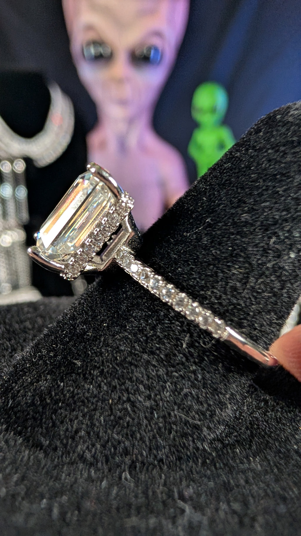 Galactic Ice 4CT Andromeda Emerald Cut Moissanite S925 Sterling Silver