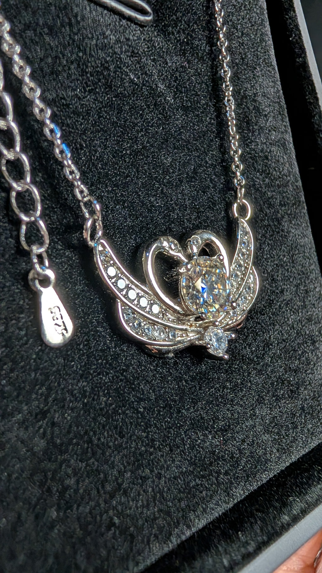 Galactic Ice Celestial Embrace 1CT Moissanite Heart & Wings S925 Necklace