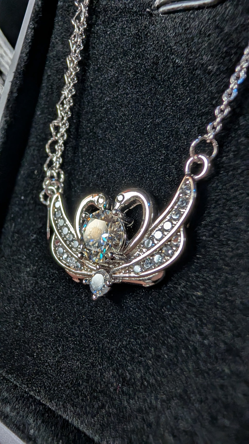 Galactic Ice Celestial Embrace 1CT Moissanite Heart & Wings S925 Necklace