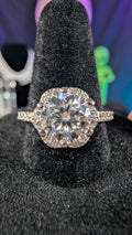 Galactic Ice Supernova Halo 2CT Moissanite S925 Sterling Silver Ring