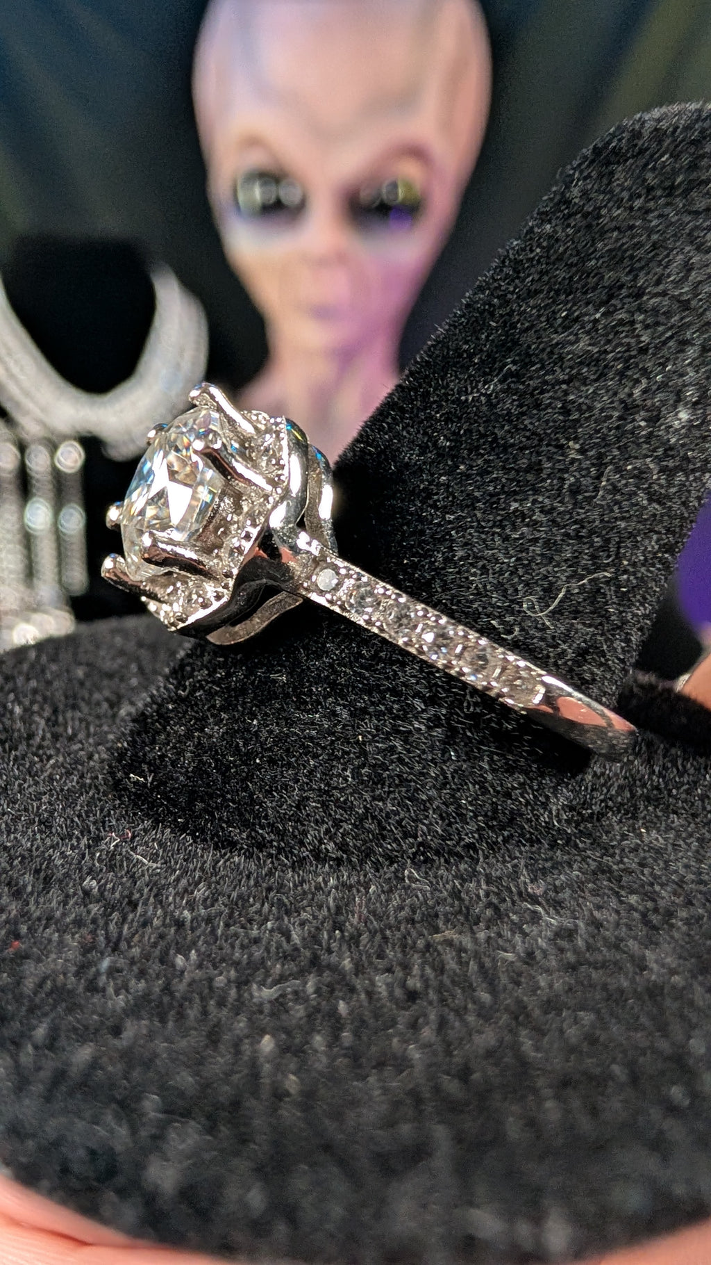 Galactic Ice Supernova Halo 2CT Moissanite S925 Sterling Silver Ring