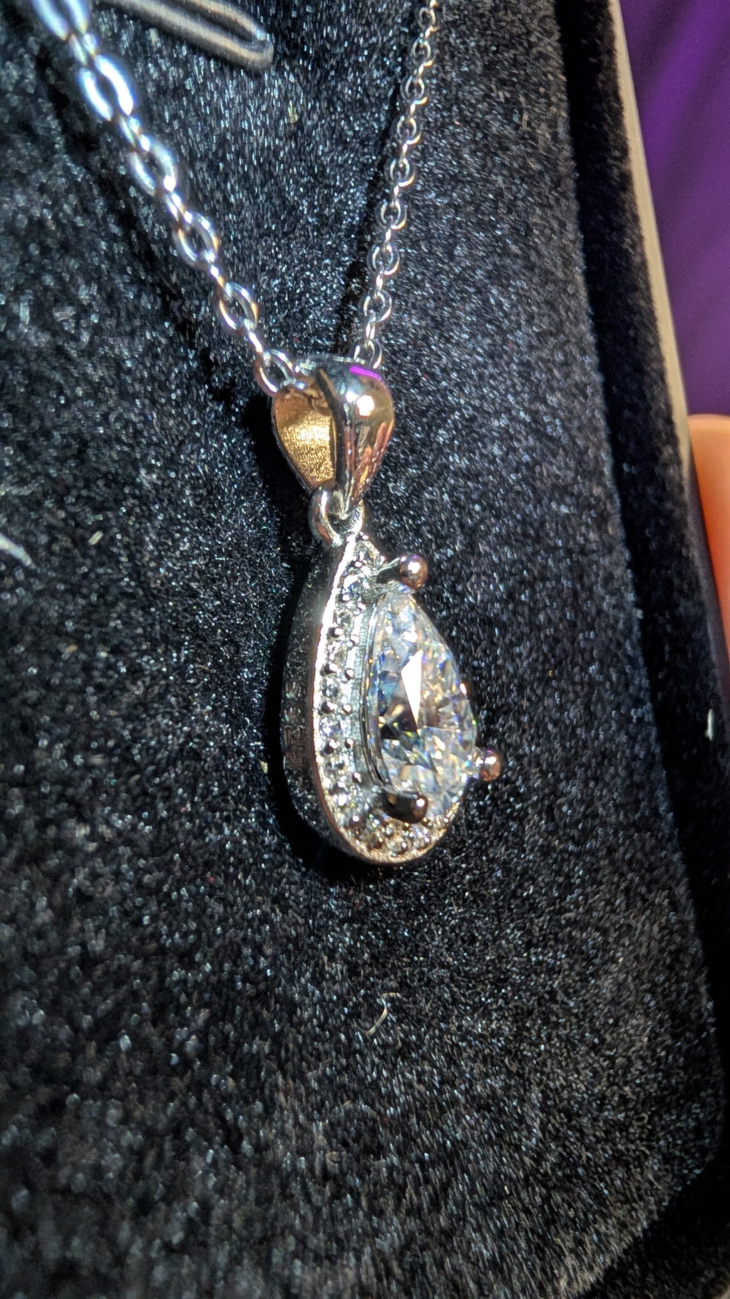 Galactic Ice Stardrop Halo 1CT Pear Cut Moissanite S925 Necklace
