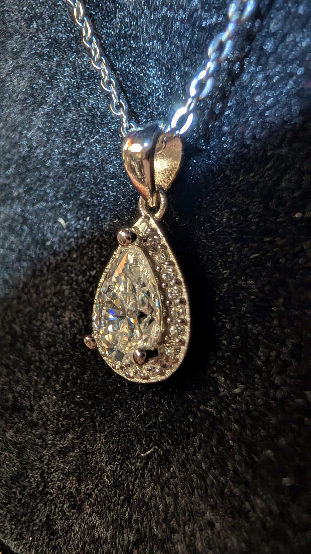 Galactic Ice Stardrop Halo 1CT Pear Cut Moissanite S925 Necklace