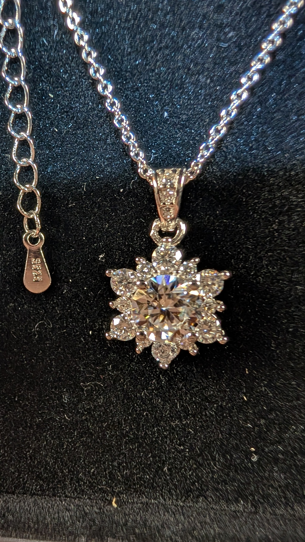 Galactic Ice Nova Bloom 1CT Moissanite Celestial Flower S925 Necklace
