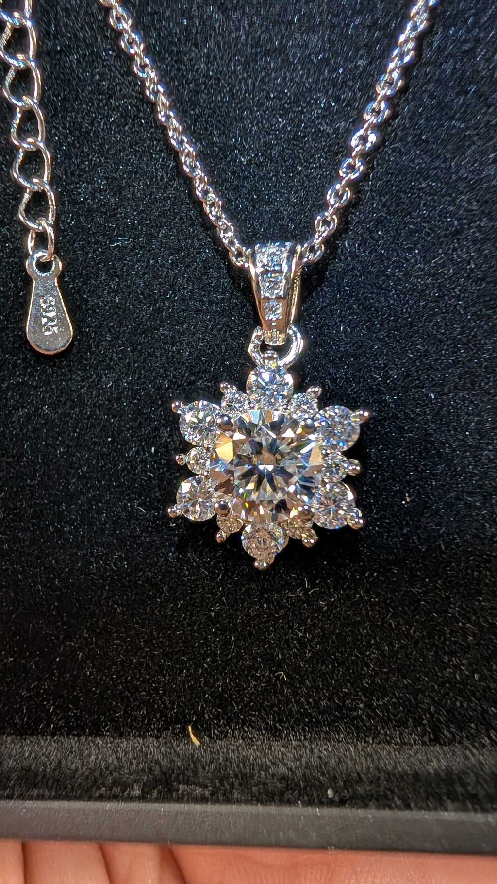 Galactic Ice Nova Bloom 1CT Moissanite Celestial Flower S925 Necklace