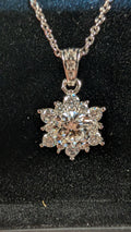 Galactic Ice Nova Bloom 1CT Moissanite Celestial Flower S925 Necklace