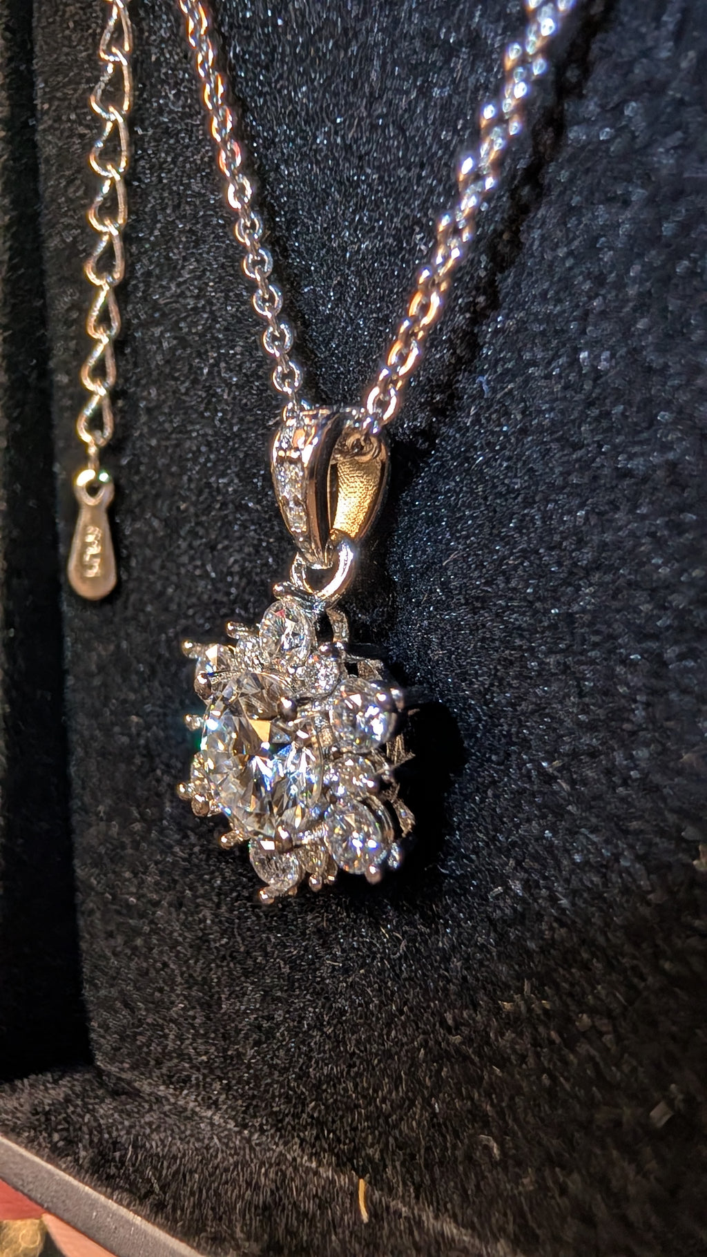 Galactic Ice Nova Bloom 1CT Moissanite Celestial Flower S925 Necklace